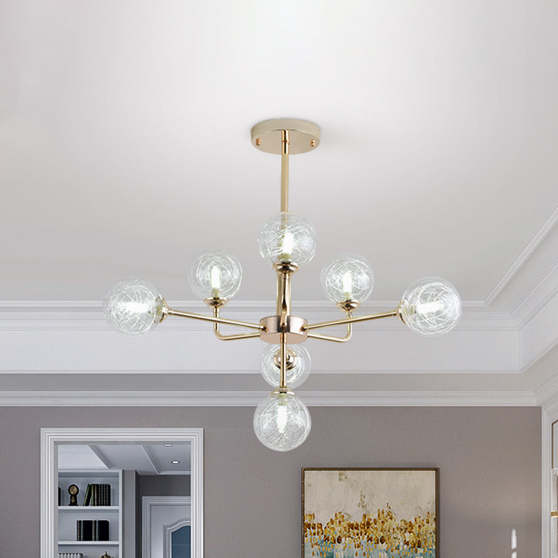 Post Modern Orb Chandelier 7/9/13 Lights Glass Shade Hanging Lamp in Gold Finish Clearhalo 'Ceiling Lights' 'Chandeliers' 'Modern Chandeliers' 'Modern' Lighting' 1886678