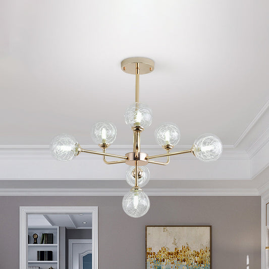Post Modern Orb Chandelier 7/9/13 Lights Glass Shade Hanging Lamp in Gold Finish Clearhalo 'Ceiling Lights' 'Chandeliers' 'Modern Chandeliers' 'Modern' Lighting' 1886678