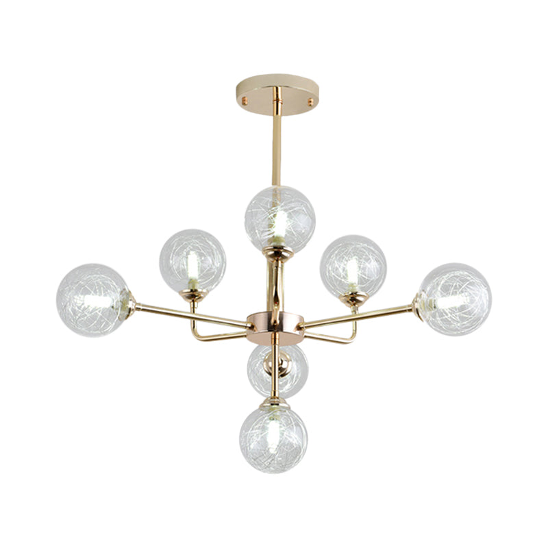 Post Modern Orb Chandelier 7/9/13 Lights Glass Shade Hanging Lamp in Gold Finish Clearhalo 'Ceiling Lights' 'Chandeliers' 'Modern Chandeliers' 'Modern' Lighting' 1886679