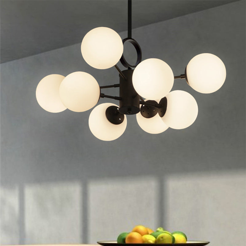 Bubble Shade Dining Table Chandelier Milk Glass Multi-Head Modern Hanging Light in White Clearhalo 'Ceiling Lights' 'Chandeliers' 'Modern Chandeliers' 'Modern' Lighting' 188668