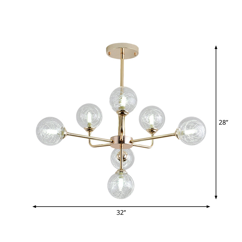 Post Modern Orb Chandelier 7/9/13 Lights Glass Shade Hanging Lamp in Gold Finish Clearhalo 'Ceiling Lights' 'Chandeliers' 'Modern Chandeliers' 'Modern' Lighting' 1886680