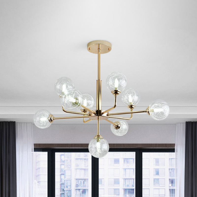 Post Modern Orb Chandelier 7/9/13 Lights Glass Shade Hanging Lamp in Gold Finish Clearhalo 'Ceiling Lights' 'Chandeliers' 'Modern Chandeliers' 'Modern' Lighting' 1886683