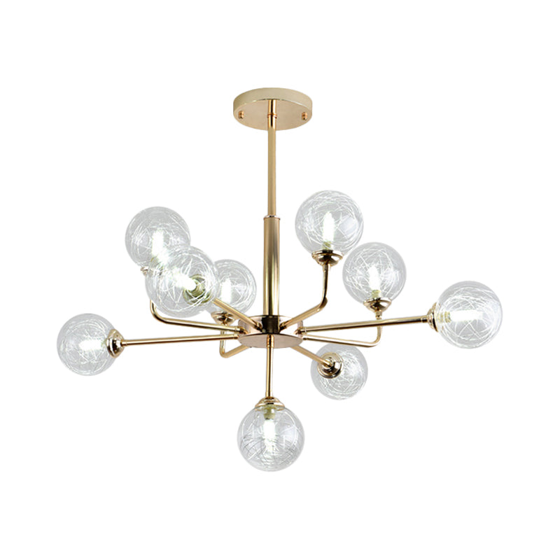 Post Modern Orb Chandelier 7/9/13 Lights Glass Shade Hanging Lamp in Gold Finish Clearhalo 'Ceiling Lights' 'Chandeliers' 'Modern Chandeliers' 'Modern' Lighting' 1886684