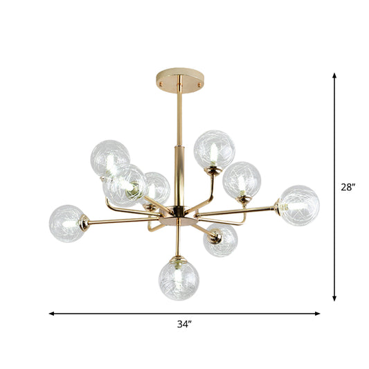 Post Modern Orb Chandelier 7/9/13 Lights Glass Shade Hanging Lamp in Gold Finish Clearhalo 'Ceiling Lights' 'Chandeliers' 'Modern Chandeliers' 'Modern' Lighting' 1886685