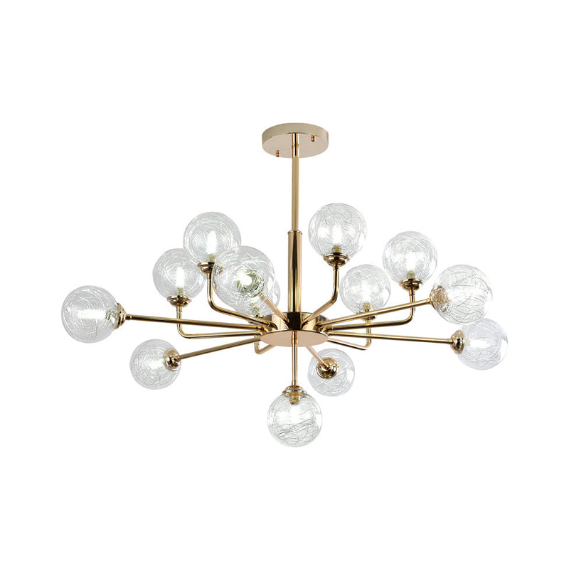 Post Modern Orb Chandelier 7/9/13 Lights Glass Shade Hanging Lamp in Gold Finish Clearhalo 'Ceiling Lights' 'Chandeliers' 'Modern Chandeliers' 'Modern' Lighting' 1886688