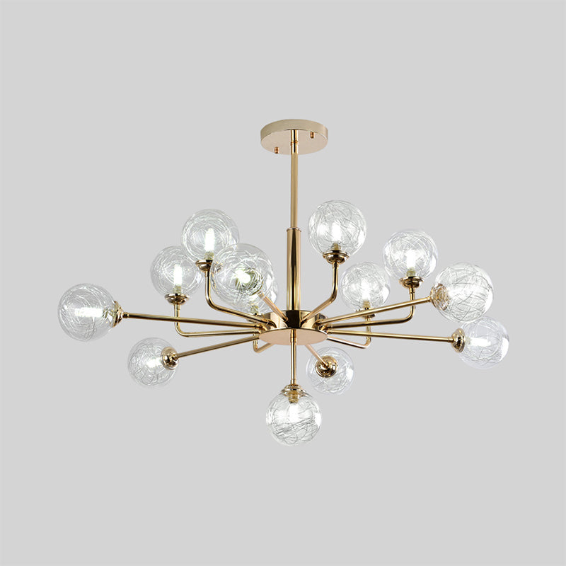 Post Modern Orb Chandelier 7/9/13 Lights Glass Shade Hanging Lamp in Gold Finish Clearhalo 'Ceiling Lights' 'Chandeliers' 'Modern Chandeliers' 'Modern' Lighting' 1886689