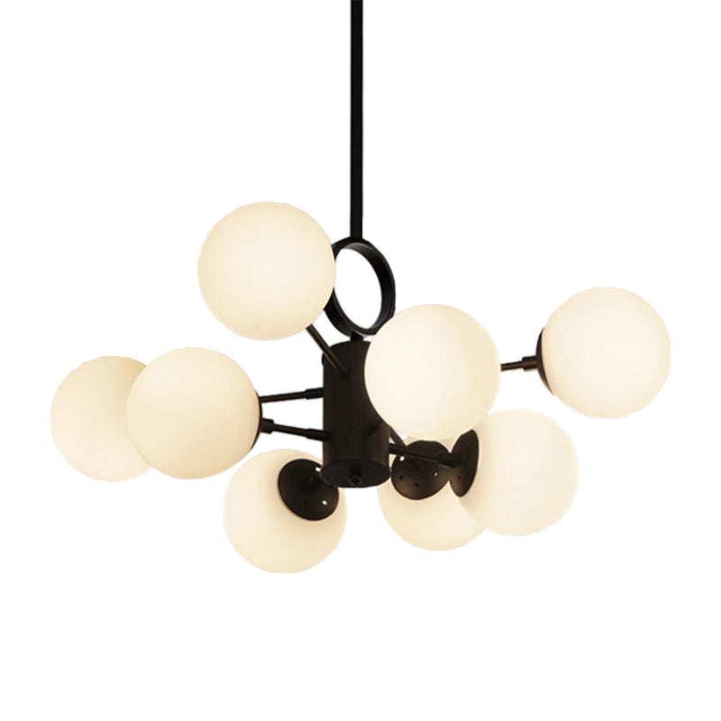 Bubble Shade Dining Table Chandelier Milk Glass Multi-Head Modern Hanging Light in White Clearhalo 'Ceiling Lights' 'Chandeliers' 'Modern Chandeliers' 'Modern' Lighting' 188669