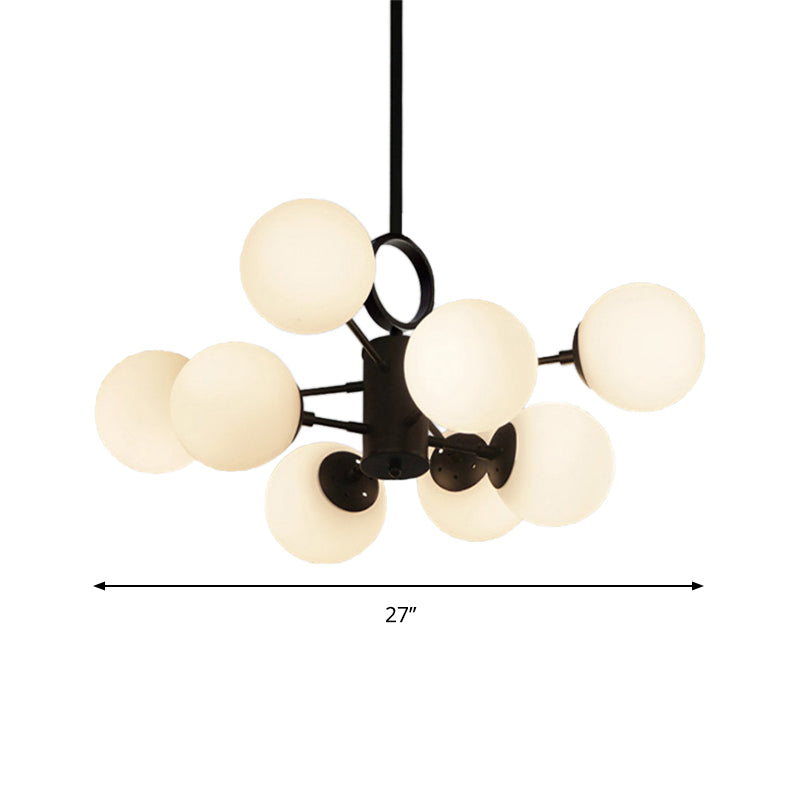 Bubble Shade Dining Table Chandelier Milk Glass Multi-Head Modern Hanging Light in White Clearhalo 'Ceiling Lights' 'Chandeliers' 'Modern Chandeliers' 'Modern' Lighting' 188670