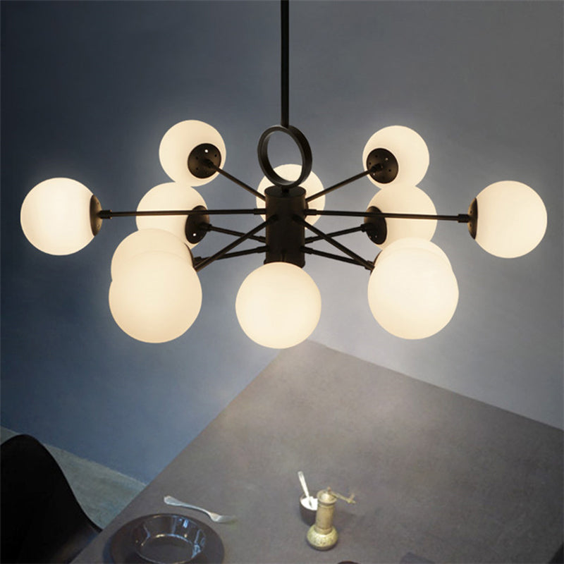 Bubble Shade Dining Table Chandelier Milk Glass Multi-Head Modern Hanging Light in White Clearhalo 'Ceiling Lights' 'Chandeliers' 'Modern Chandeliers' 'Modern' Lighting' 188672