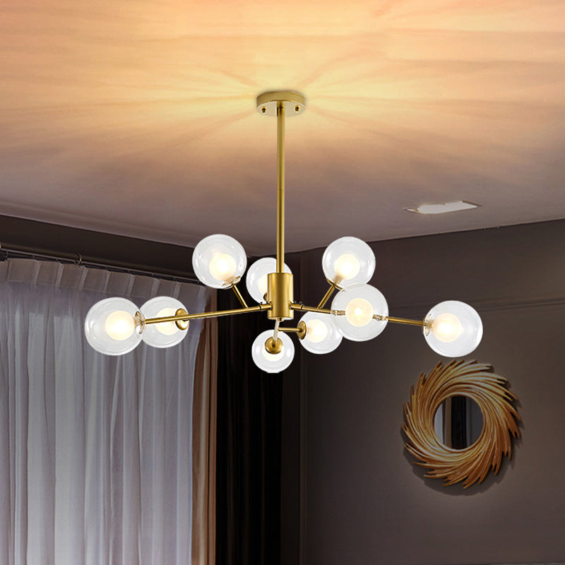 Black/Gold Branching Design Chandelier 9/12 Lights Post Modern Glass Shade Pendant Light Clearhalo 'Ceiling Lights' 'Chandeliers' 'Modern Chandeliers' 'Modern' Lighting' 1886782