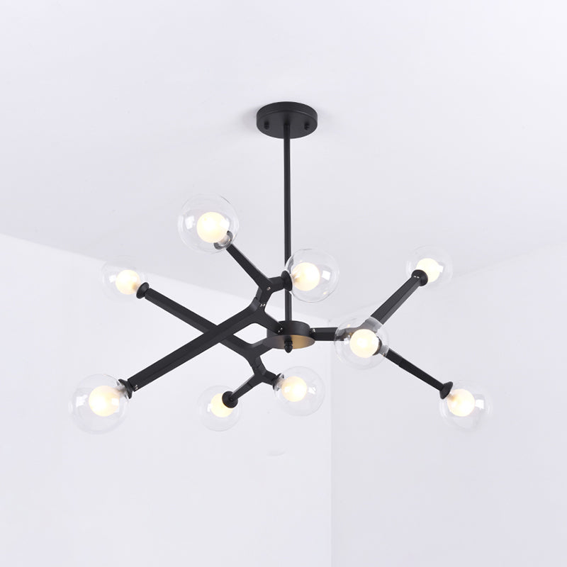 Glass Bubble Ceiling Chandelier 5/9 Light Simple Style Luminaire Lighting in Black/Gold Clearhalo 'Ceiling Lights' 'Chandeliers' 'Modern Chandeliers' 'Modern' Lighting' 1886787