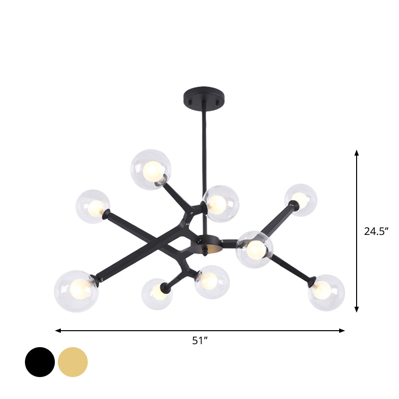 Glass Bubble Ceiling Chandelier 5/9 Light Simple Style Luminaire Lighting in Black/Gold Clearhalo 'Ceiling Lights' 'Chandeliers' 'Modern Chandeliers' 'Modern' Lighting' 1886789