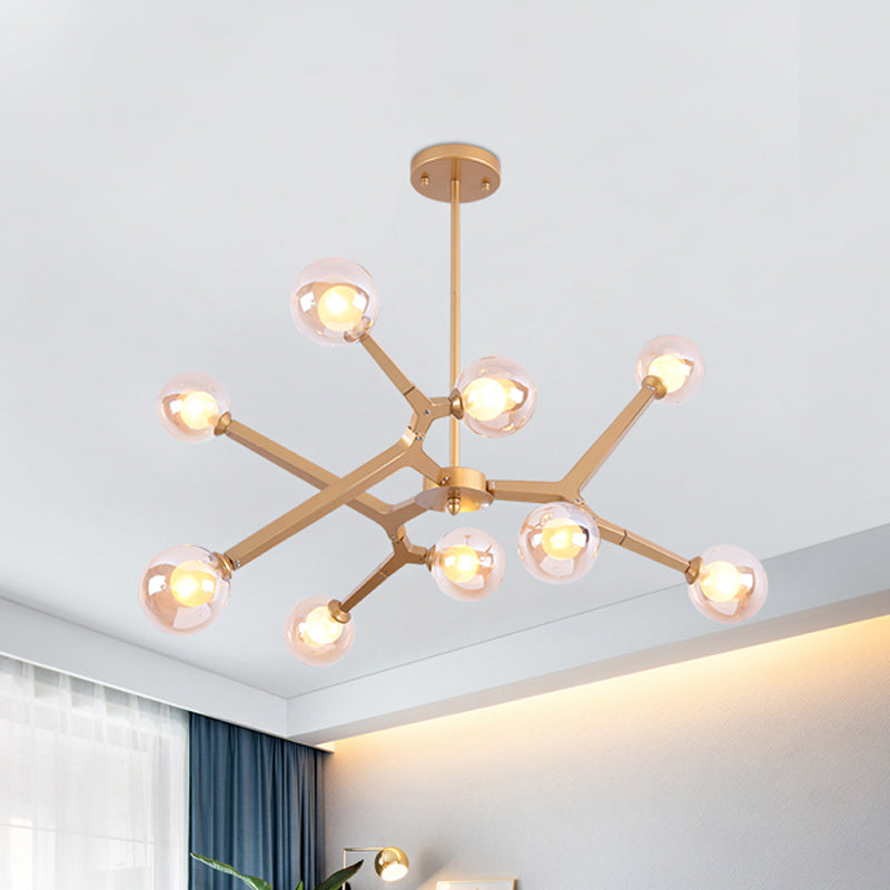 Glass Bubble Ceiling Chandelier 5/9 Light Simple Style Luminaire Lighting in Black/Gold Clearhalo 'Ceiling Lights' 'Chandeliers' 'Modern Chandeliers' 'Modern' Lighting' 1886791