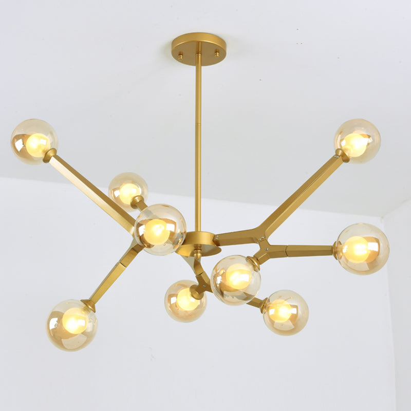 Glass Bubble Ceiling Chandelier 5/9 Light Simple Style Luminaire Lighting in Black/Gold Clearhalo 'Ceiling Lights' 'Chandeliers' 'Modern Chandeliers' 'Modern' Lighting' 1886792