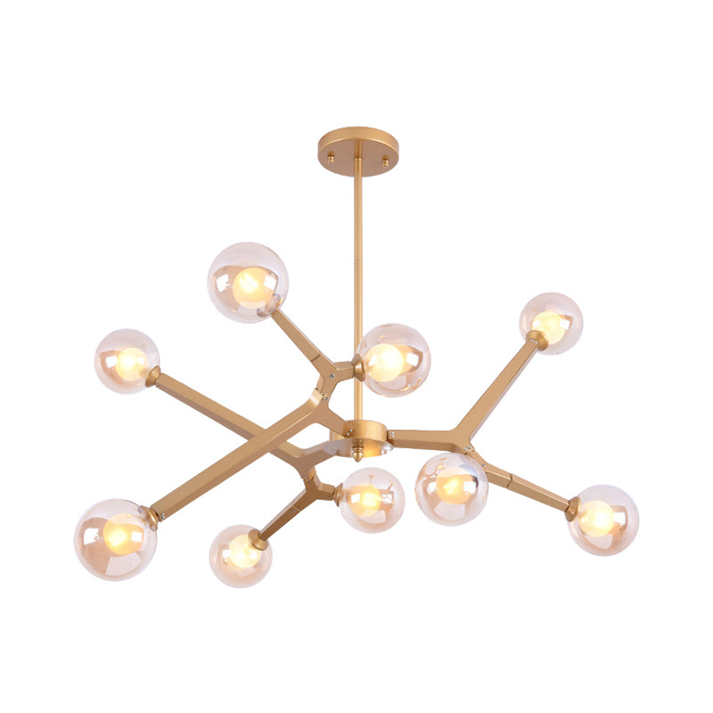 Glass Bubble Ceiling Chandelier 5/9 Light Simple Style Luminaire Lighting in Black/Gold Clearhalo 'Ceiling Lights' 'Chandeliers' 'Modern Chandeliers' 'Modern' Lighting' 1886793