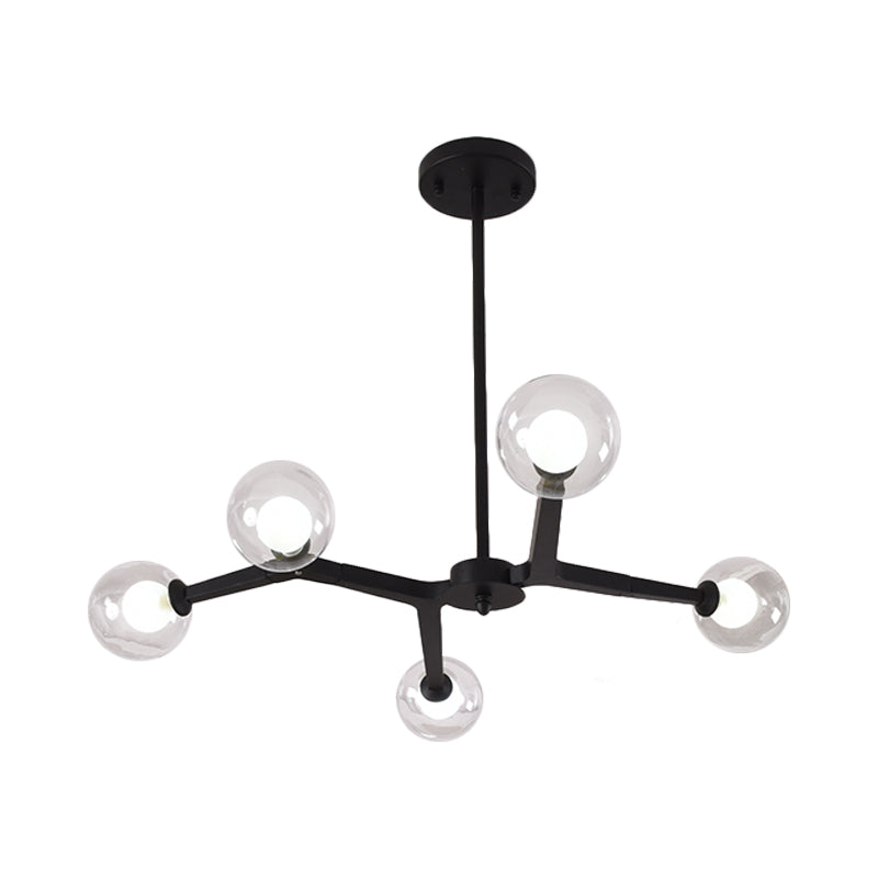 Glass Bubble Ceiling Chandelier 5/9 Light Simple Style Luminaire Lighting in Black/Gold Clearhalo 'Ceiling Lights' 'Chandeliers' 'Modern Chandeliers' 'Modern' Lighting' 1886797