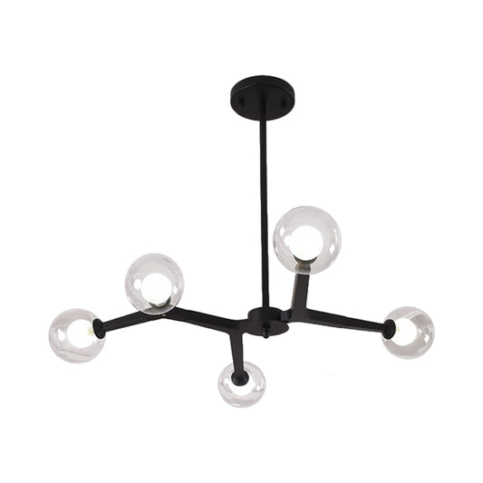 Glass Bubble Ceiling Chandelier 5/9 Light Simple Style Luminaire Lighting in Black/Gold Clearhalo 'Ceiling Lights' 'Chandeliers' 'Modern Chandeliers' 'Modern' Lighting' 1886797