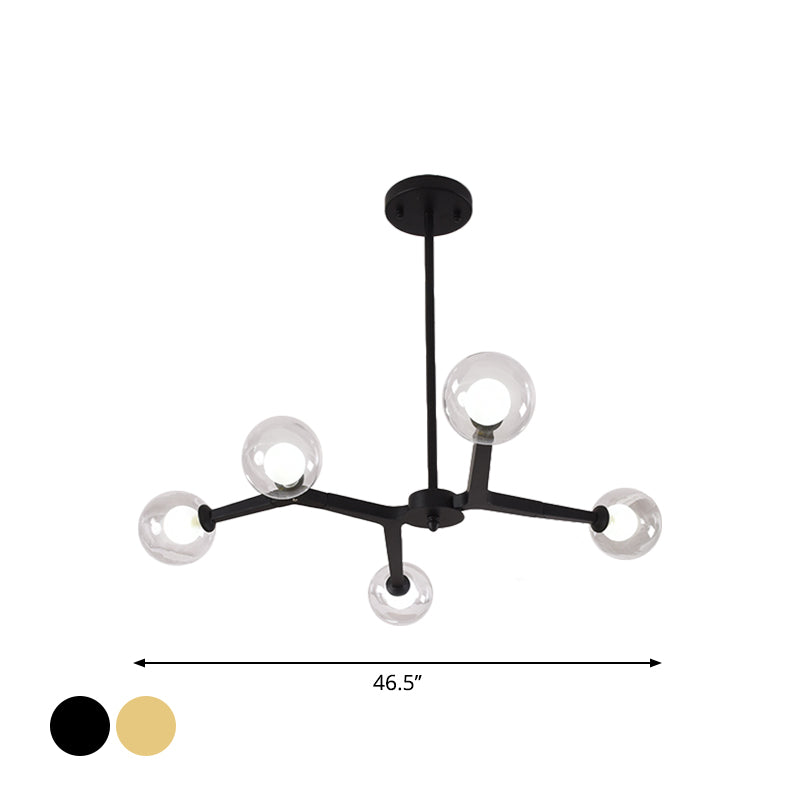 Glass Bubble Ceiling Chandelier 5/9 Light Simple Style Luminaire Lighting in Black/Gold Clearhalo 'Ceiling Lights' 'Chandeliers' 'Modern Chandeliers' 'Modern' Lighting' 1886798