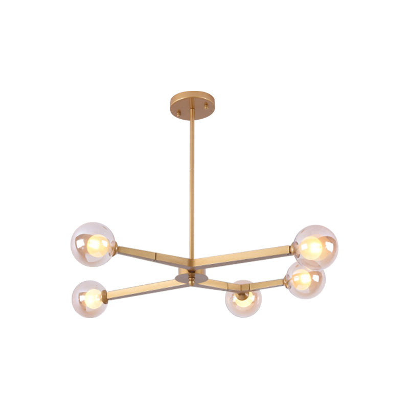 Glass Bubble Ceiling Chandelier 5/9 Light Simple Style Luminaire Lighting in Black/Gold Clearhalo 'Ceiling Lights' 'Chandeliers' 'Modern Chandeliers' 'Modern' Lighting' 1886801