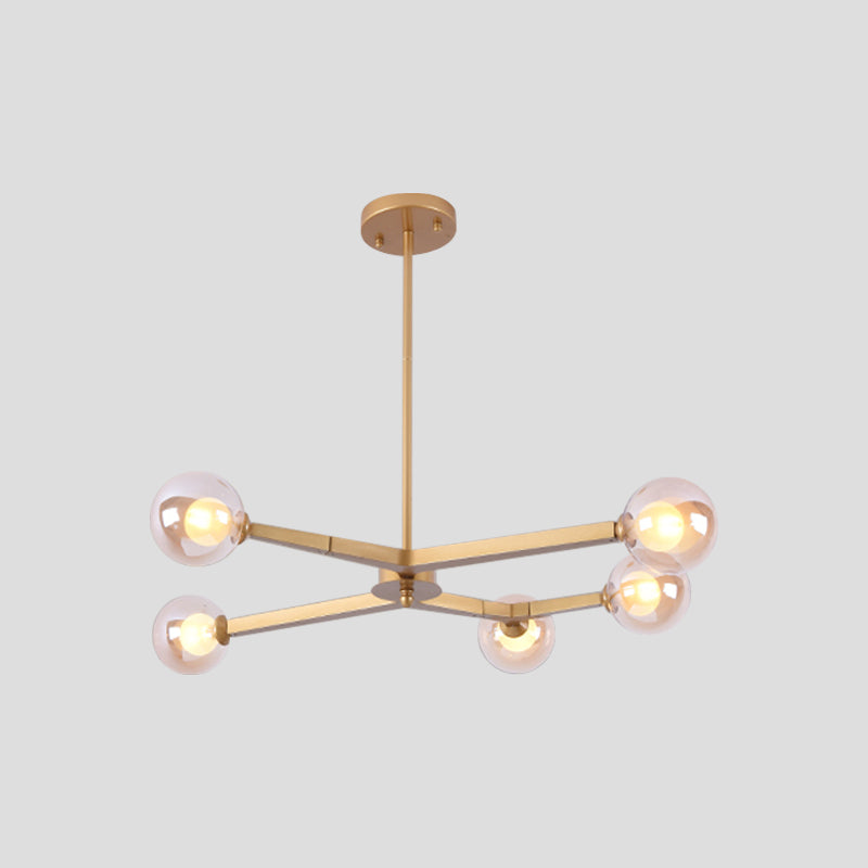 Glass Bubble Ceiling Chandelier 5/9 Light Simple Style Luminaire Lighting in Black/Gold Clearhalo 'Ceiling Lights' 'Chandeliers' 'Modern Chandeliers' 'Modern' Lighting' 1886802