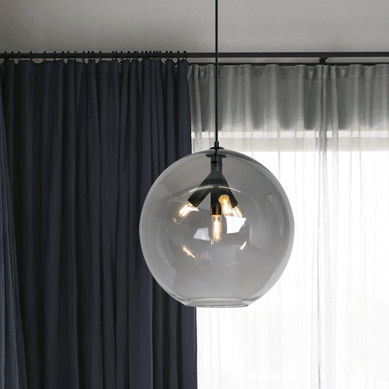 Black/Gold Finish Globe Hanging Pendant Triple Head Modern Clear Glass Mini Chandelier Clearhalo 'Ceiling Lights' 'Chandeliers' 'Glass shade' 'Glass' 'Modern Chandeliers' 'Modern' Lighting' 1886828