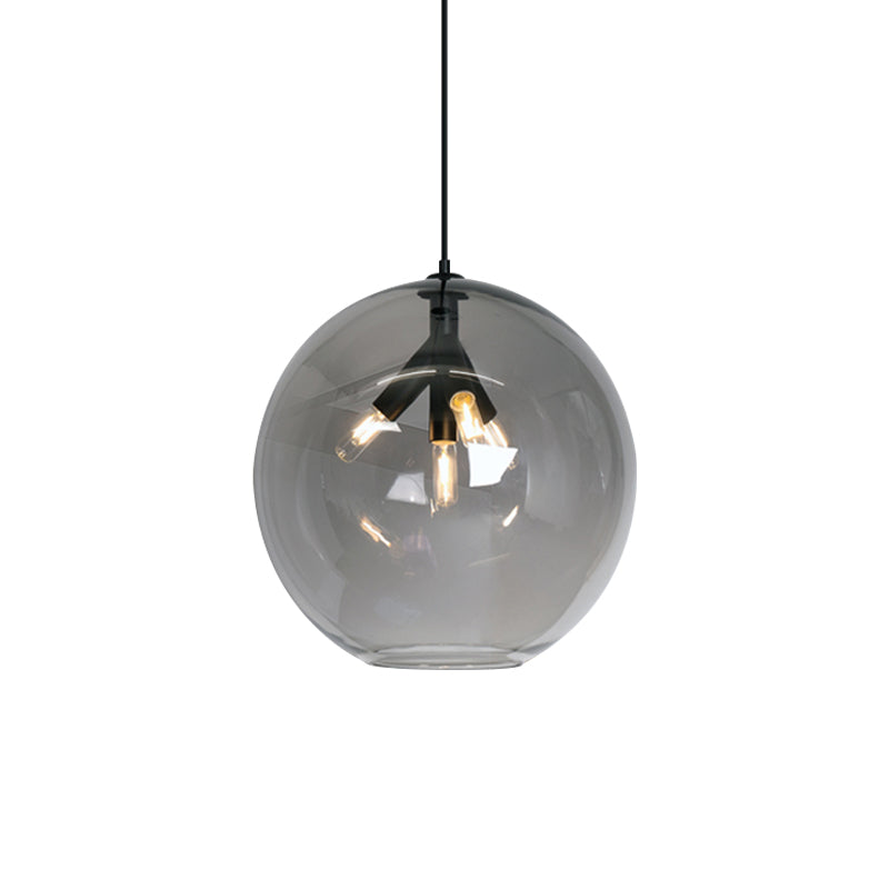 Black/Gold Finish Globe Hanging Pendant Triple Head Modern Clear Glass Mini Chandelier Clearhalo 'Ceiling Lights' 'Chandeliers' 'Glass shade' 'Glass' 'Modern Chandeliers' 'Modern' Lighting' 1886829