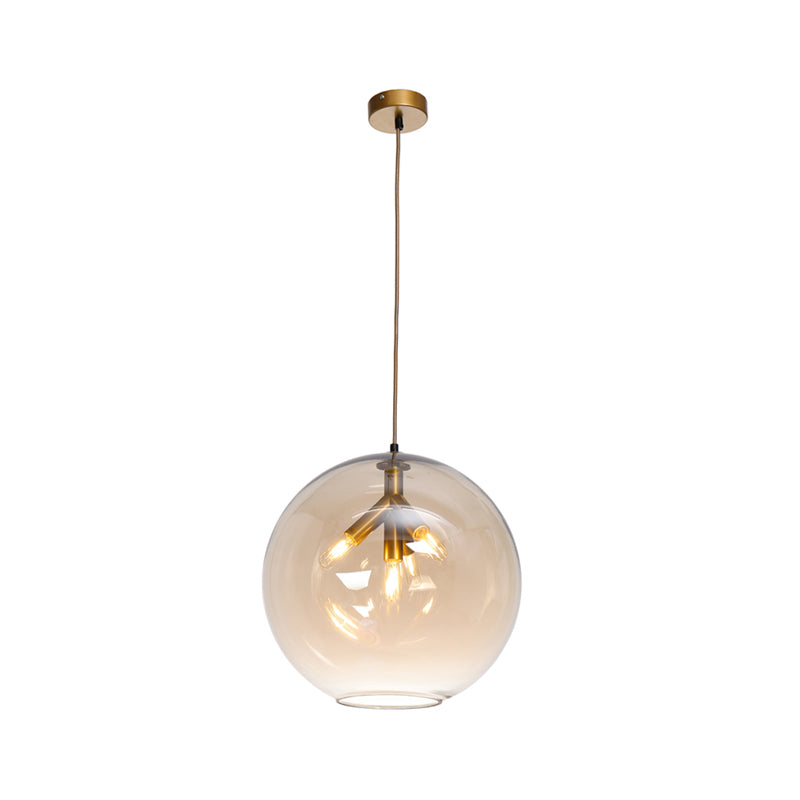 Black/Gold Finish Globe Hanging Pendant Triple Head Modern Clear Glass Mini Chandelier Clearhalo 'Ceiling Lights' 'Chandeliers' 'Glass shade' 'Glass' 'Modern Chandeliers' 'Modern' Lighting' 1886833