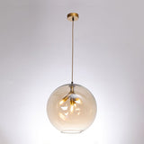 Black/Gold Finish Globe Hanging Pendant Triple Head Modern Clear Glass Mini Chandelier Clearhalo 'Ceiling Lights' 'Chandeliers' 'Glass shade' 'Glass' 'Modern Chandeliers' 'Modern' Lighting' 1886834