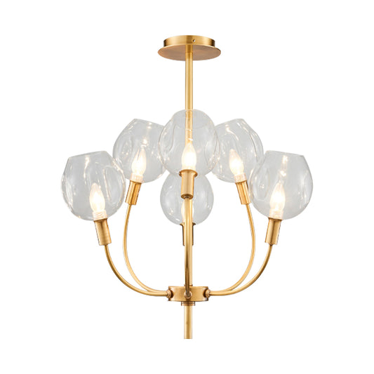 Clear Glass Bud Shade Pendant Light Restaurant Foyer Contemporary Chandelier in Gold Clearhalo 'Ceiling Lights' 'Chandeliers' 'Modern Chandeliers' 'Modern' Lighting' 188686