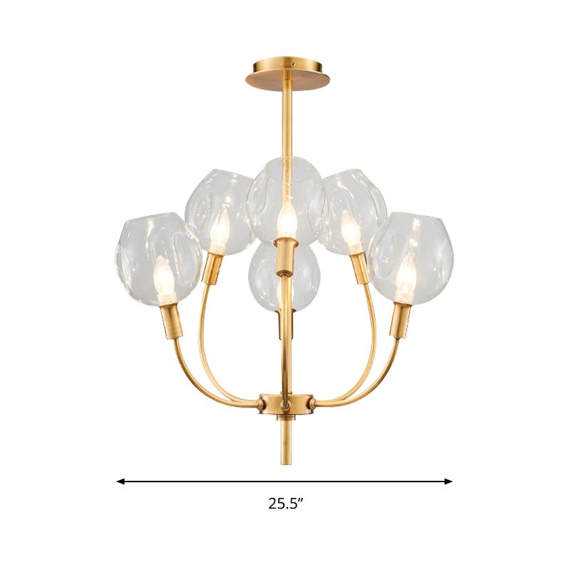 Clear Glass Bud Shade Pendant Light Restaurant Foyer Contemporary Chandelier in Gold Clearhalo 'Ceiling Lights' 'Chandeliers' 'Modern Chandeliers' 'Modern' Lighting' 188687