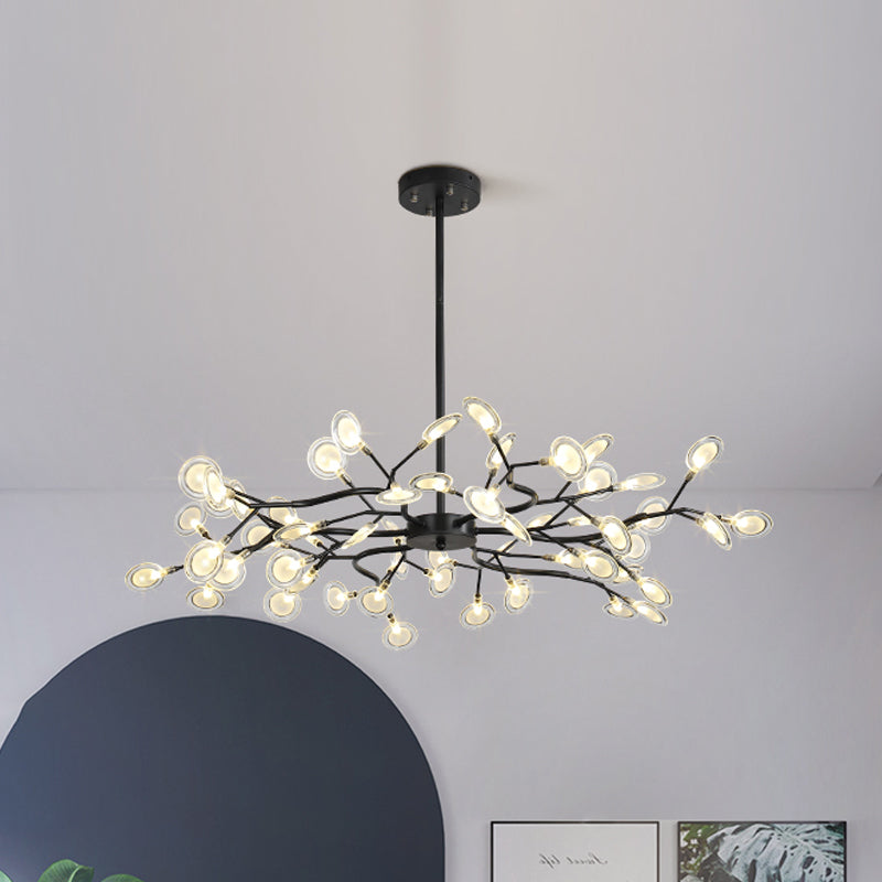 Contemporary Branching Design Chandelier Metallic Multi-Light Black Suspension Lamp 54 Black Clearhalo 'Ceiling Lights' 'Chandeliers' 'Modern Chandeliers' 'Modern' Lighting' 1886871