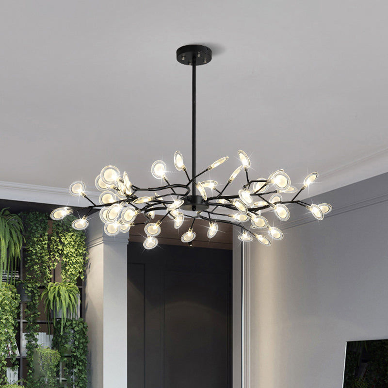 Contemporary Branching Design Chandelier Metallic Multi-Light Black Suspension Lamp Clearhalo 'Ceiling Lights' 'Chandeliers' 'Modern Chandeliers' 'Modern' Lighting' 1886872