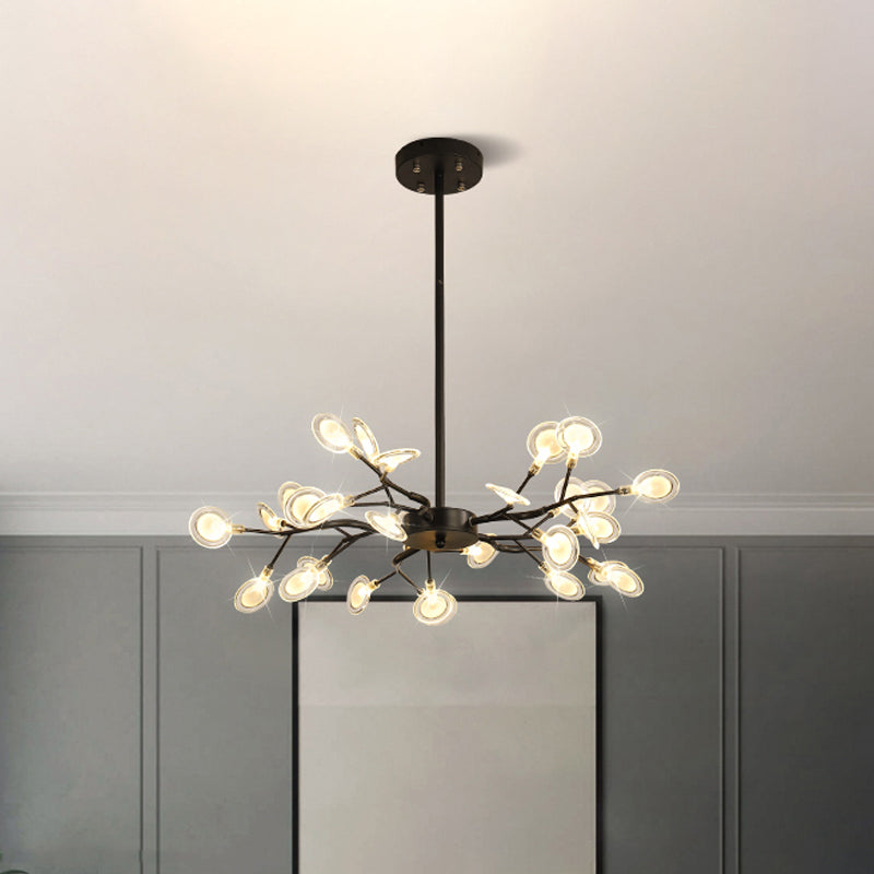 Contemporary Branching Design Chandelier Metallic Multi-Light Black Suspension Lamp 30 Black Clearhalo 'Ceiling Lights' 'Chandeliers' 'Modern Chandeliers' 'Modern' Lighting' 1886881