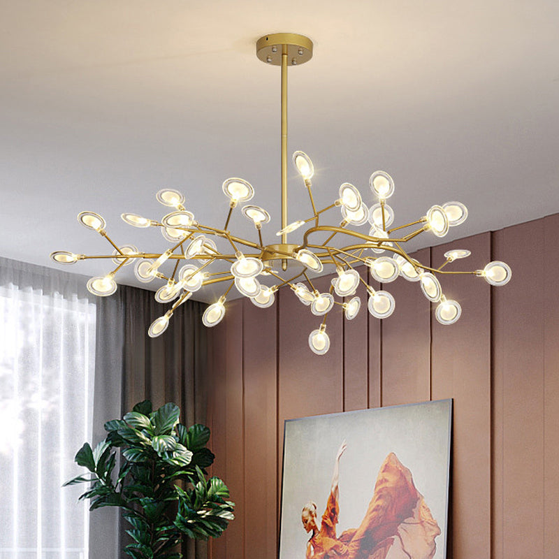 Post Modern Gold Finish Chandelier with Branch Arm Multi-Light Metal Ceiling Pendant Clearhalo 'Ceiling Lights' 'Chandeliers' 'Modern Chandeliers' 'Modern' Lighting' 1886887