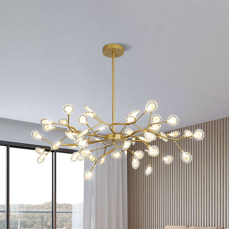 Post Modern Gold Finish Chandelier with Branch Arm Multi-Light Metal Ceiling Pendant Clearhalo 'Ceiling Lights' 'Chandeliers' 'Modern Chandeliers' 'Modern' Lighting' 1886888