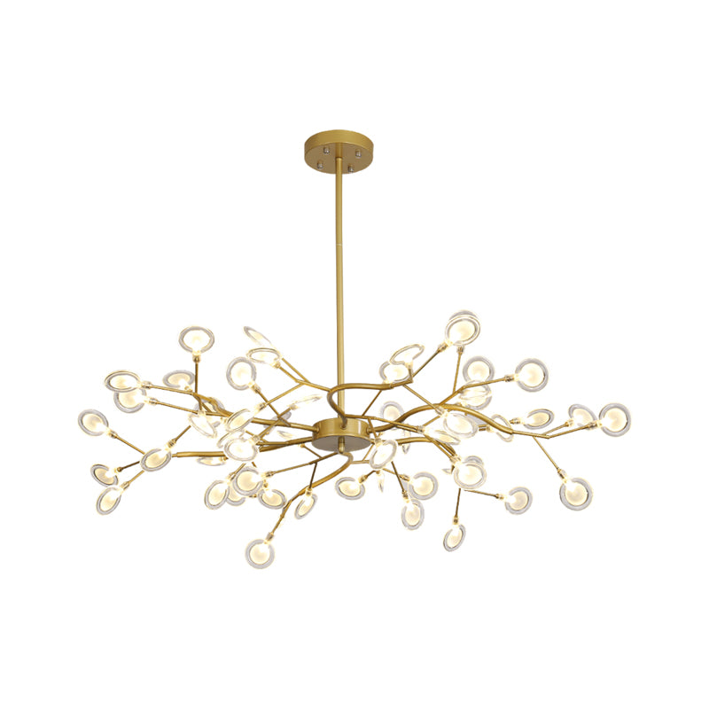 Post Modern Gold Finish Chandelier with Branch Arm Multi-Light Metal Ceiling Pendant Clearhalo 'Ceiling Lights' 'Chandeliers' 'Modern Chandeliers' 'Modern' Lighting' 1886889