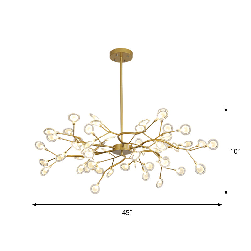 Post Modern Gold Finish Chandelier with Branch Arm Multi-Light Metal Ceiling Pendant Clearhalo 'Ceiling Lights' 'Chandeliers' 'Modern Chandeliers' 'Modern' Lighting' 1886890