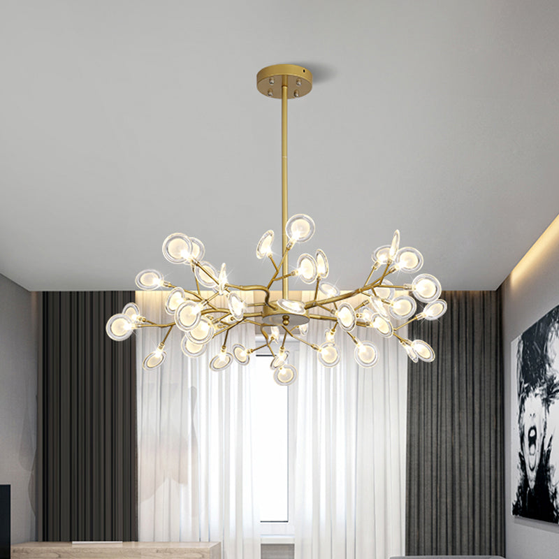 Post Modern Gold Finish Chandelier with Branch Arm Multi-Light Metal Ceiling Pendant 45 Gold Clearhalo 'Ceiling Lights' 'Chandeliers' 'Modern Chandeliers' 'Modern' Lighting' 1886891