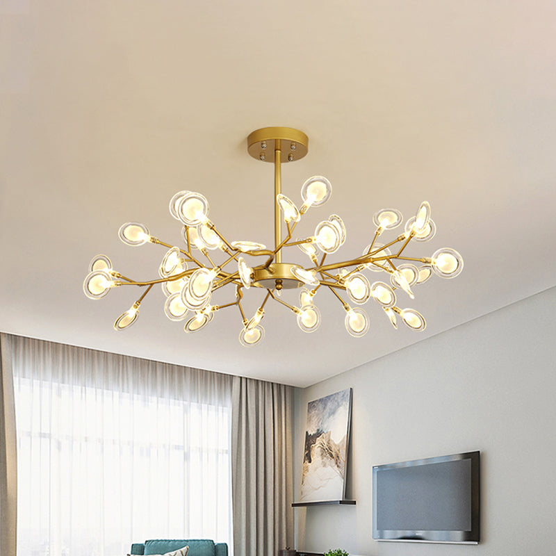 Post Modern Gold Finish Chandelier with Branch Arm Multi-Light Metal Ceiling Pendant Clearhalo 'Ceiling Lights' 'Chandeliers' 'Modern Chandeliers' 'Modern' Lighting' 1886892