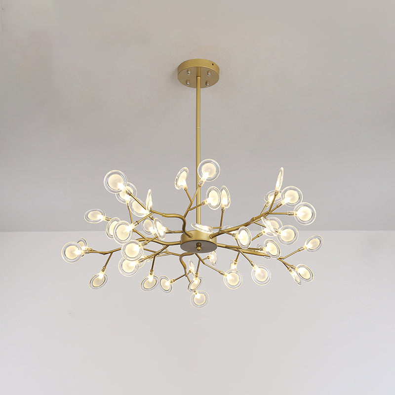 Post Modern Gold Finish Chandelier with Branch Arm Multi-Light Metal Ceiling Pendant Clearhalo 'Ceiling Lights' 'Chandeliers' 'Modern Chandeliers' 'Modern' Lighting' 1886893