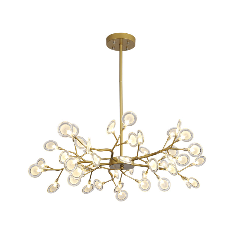 Post Modern Gold Finish Chandelier with Branch Arm Multi-Light Metal Ceiling Pendant Clearhalo 'Ceiling Lights' 'Chandeliers' 'Modern Chandeliers' 'Modern' Lighting' 1886894
