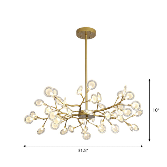 Post Modern Gold Finish Chandelier with Branch Arm Multi-Light Metal Ceiling Pendant Clearhalo 'Ceiling Lights' 'Chandeliers' 'Modern Chandeliers' 'Modern' Lighting' 1886895