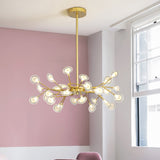 Post Modern Gold Finish Chandelier with Branch Arm Multi-Light Metal Ceiling Pendant 30 Gold Clearhalo 'Ceiling Lights' 'Chandeliers' 'Modern Chandeliers' 'Modern' Lighting' 1886896