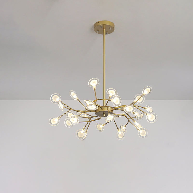 Post Modern Gold Finish Chandelier with Branch Arm Multi-Light Metal Ceiling Pendant Clearhalo 'Ceiling Lights' 'Chandeliers' 'Modern Chandeliers' 'Modern' Lighting' 1886897