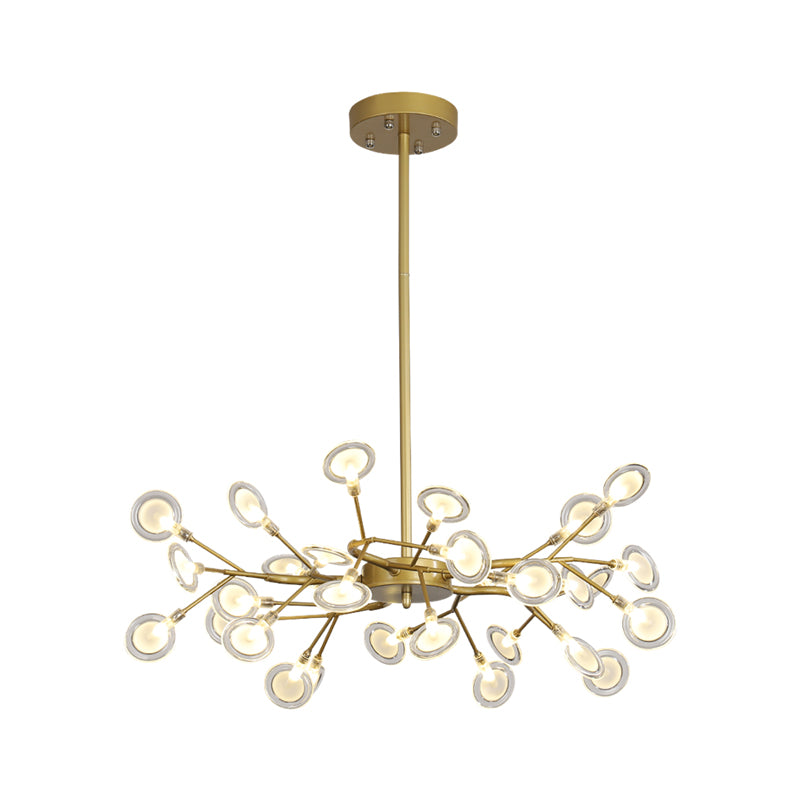 Post Modern Gold Finish Chandelier with Branch Arm Multi-Light Metal Ceiling Pendant Clearhalo 'Ceiling Lights' 'Chandeliers' 'Modern Chandeliers' 'Modern' Lighting' 1886898