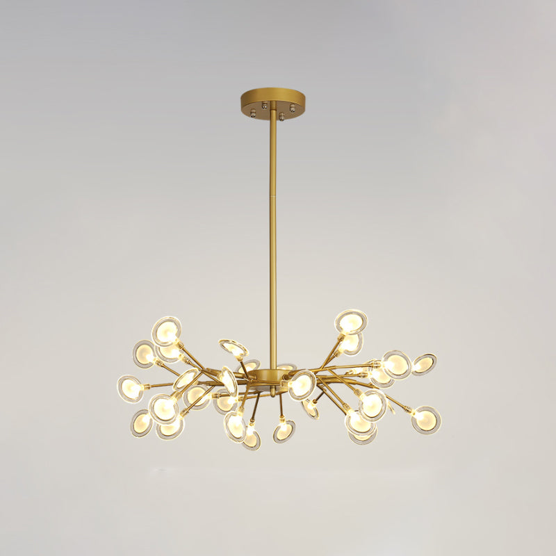 Post Modern Gold Finish Chandelier with Branch Arm Multi-Light Metal Ceiling Pendant Clearhalo 'Ceiling Lights' 'Chandeliers' 'Modern Chandeliers' 'Modern' Lighting' 1886899
