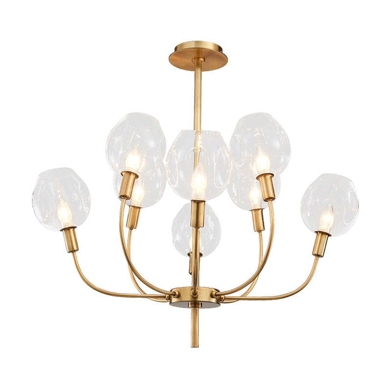 Clear Glass Bud Shade Pendant Light Restaurant Foyer Contemporary Chandelier in Gold Clearhalo 'Ceiling Lights' 'Chandeliers' 'Modern Chandeliers' 'Modern' Lighting' 188690