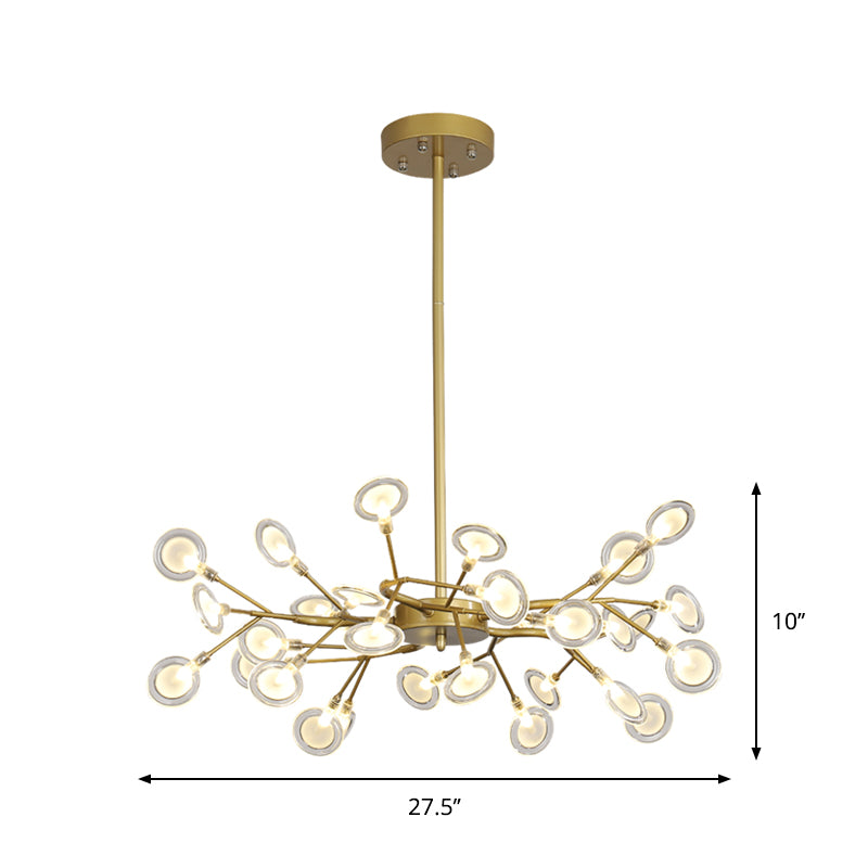 Post Modern Gold Finish Chandelier with Branch Arm Multi-Light Metal Ceiling Pendant Clearhalo 'Ceiling Lights' 'Chandeliers' 'Modern Chandeliers' 'Modern' Lighting' 1886900