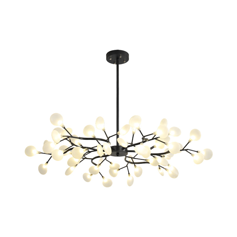 Frosted Shade Black Branch Chandelier Multi-Light Modern Metallic Suspended Light for Restaurant Clearhalo 'Ceiling Lights' 'Chandeliers' 'Modern Chandeliers' 'Modern' Lighting' 1886904