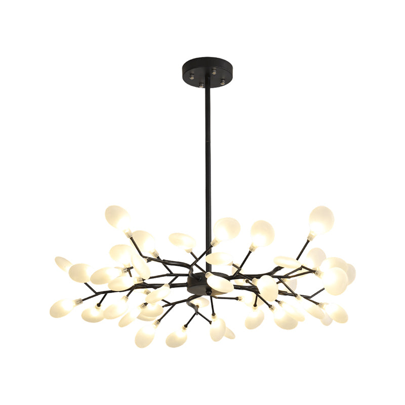 Frosted Shade Black Branch Chandelier Multi-Light Modern Metallic Suspended Light for Restaurant Clearhalo 'Ceiling Lights' 'Chandeliers' 'Modern Chandeliers' 'Modern' Lighting' 1886909